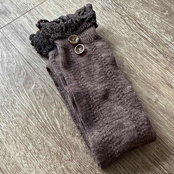 Tall Lace Topped Knit Boot Socks Brown NWOT - Picture 1 of 4